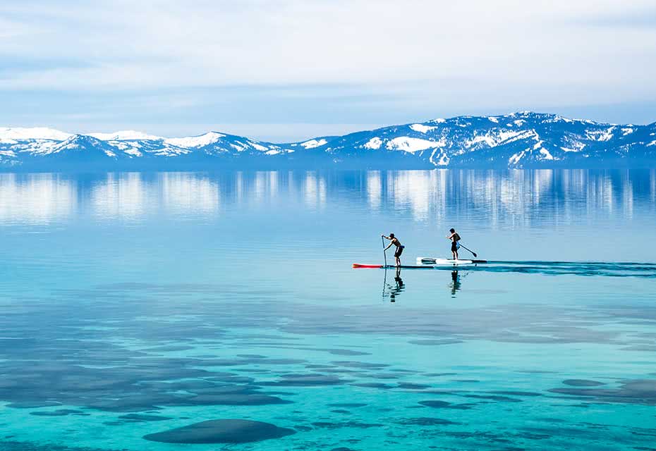 Paddle boarding on Lake Tahoe